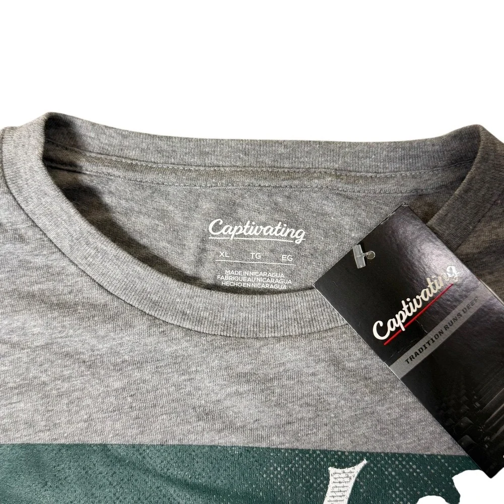 Captivating Michigan State Spartans Men XL Gray Short Sleeve Graphic T-Shirt NWT